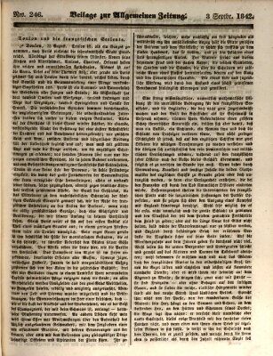 Allgemeine Zeitung. Beilage zur Allgemeinen Zeitung (Allgemeine Zeitung) Samstag 3. September 1842