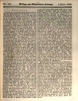 Allgemeine Zeitung. Beilage zur Allgemeinen Zeitung (Allgemeine Zeitung) Montag 5. September 1842