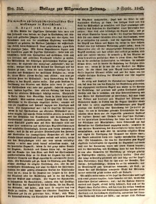 Allgemeine Zeitung. Beilage zur Allgemeinen Zeitung (Allgemeine Zeitung) Freitag 9. September 1842