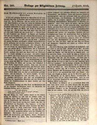 Allgemeine Zeitung. Beilage zur Allgemeinen Zeitung (Allgemeine Zeitung) Samstag 17. September 1842