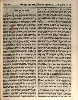 Allgemeine Zeitung. Beilage zur Allgemeinen Zeitung (Allgemeine Zeitung) Sonntag 18. September 1842