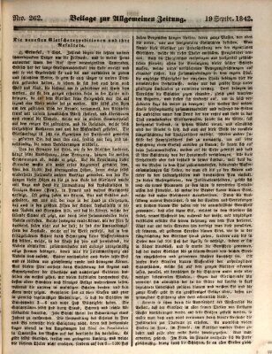 Allgemeine Zeitung. Beilage zur Allgemeinen Zeitung (Allgemeine Zeitung) Montag 19. September 1842