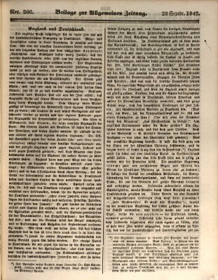 Allgemeine Zeitung. Beilage zur Allgemeinen Zeitung (Allgemeine Zeitung) Freitag 23. September 1842