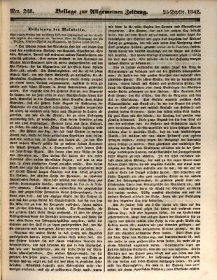 Allgemeine Zeitung. Beilage zur Allgemeinen Zeitung (Allgemeine Zeitung) Sonntag 25. September 1842