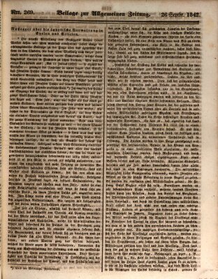 Allgemeine Zeitung. Beilage zur Allgemeinen Zeitung (Allgemeine Zeitung) Montag 26. September 1842