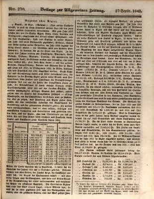 Allgemeine Zeitung. Beilage zur Allgemeinen Zeitung (Allgemeine Zeitung) Dienstag 27. September 1842