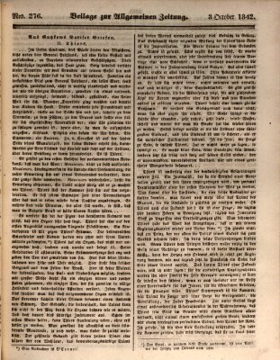 Allgemeine Zeitung. Beilage zur Allgemeinen Zeitung (Allgemeine Zeitung) Montag 3. Oktober 1842