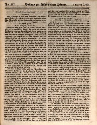 Allgemeine Zeitung. Beilage zur Allgemeinen Zeitung (Allgemeine Zeitung) Dienstag 4. Oktober 1842