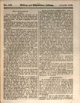 Allgemeine Zeitung. Beilage zur Allgemeinen Zeitung (Allgemeine Zeitung) Mittwoch 5. Oktober 1842