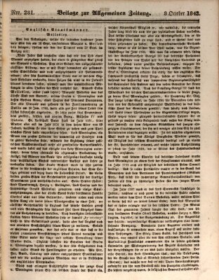 Allgemeine Zeitung. Beilage zur Allgemeinen Zeitung (Allgemeine Zeitung) Samstag 8. Oktober 1842