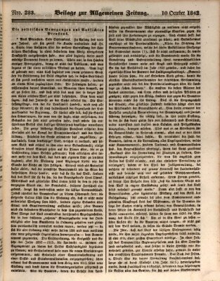 Allgemeine Zeitung. Beilage zur Allgemeinen Zeitung (Allgemeine Zeitung) Montag 10. Oktober 1842