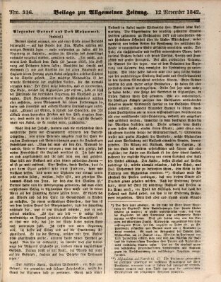 Allgemeine Zeitung. Beilage zur Allgemeinen Zeitung (Allgemeine Zeitung) Samstag 12. November 1842