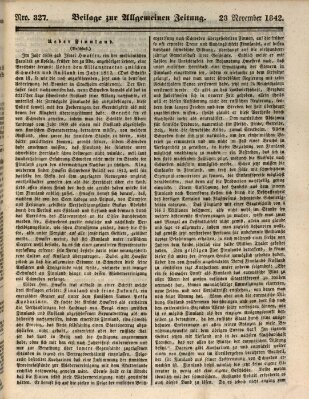 Allgemeine Zeitung. Beilage zur Allgemeinen Zeitung (Allgemeine Zeitung) Mittwoch 23. November 1842