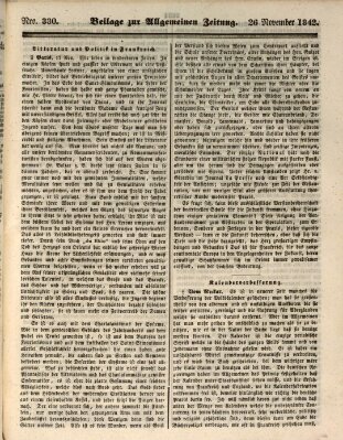 Allgemeine Zeitung. Beilage zur Allgemeinen Zeitung (Allgemeine Zeitung) Samstag 26. November 1842