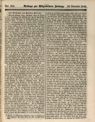 Allgemeine Zeitung. Beilage zur Allgemeinen Zeitung (Allgemeine Zeitung) Montag 28. November 1842