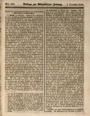 Allgemeine Zeitung. Beilage zur Allgemeinen Zeitung (Allgemeine Zeitung) Donnerstag 1. Dezember 1842