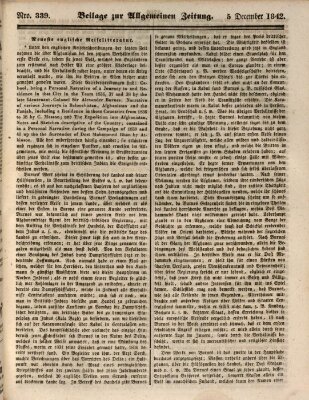 Allgemeine Zeitung. Beilage zur Allgemeinen Zeitung (Allgemeine Zeitung) Montag 5. Dezember 1842