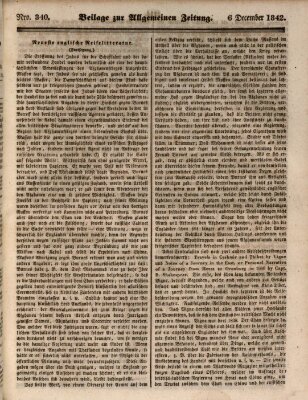 Allgemeine Zeitung. Beilage zur Allgemeinen Zeitung (Allgemeine Zeitung) Dienstag 6. Dezember 1842