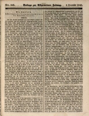 Allgemeine Zeitung. Beilage zur Allgemeinen Zeitung (Allgemeine Zeitung) Donnerstag 8. Dezember 1842