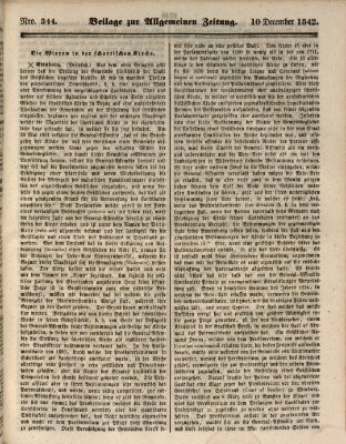 Allgemeine Zeitung. Beilage zur Allgemeinen Zeitung (Allgemeine Zeitung) Samstag 10. Dezember 1842