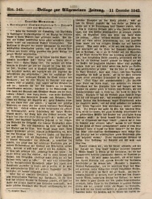 Allgemeine Zeitung. Beilage zur Allgemeinen Zeitung (Allgemeine Zeitung) Sonntag 11. Dezember 1842