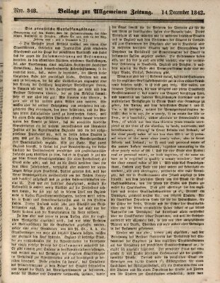 Allgemeine Zeitung. Beilage zur Allgemeinen Zeitung (Allgemeine Zeitung) Mittwoch 14. Dezember 1842