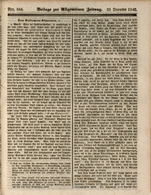 Allgemeine Zeitung. Beilage zur Allgemeinen Zeitung (Allgemeine Zeitung) Mittwoch 21. Dezember 1842