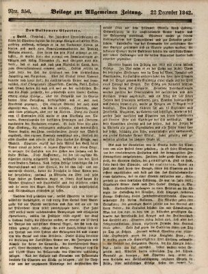 Allgemeine Zeitung. Beilage zur Allgemeinen Zeitung (Allgemeine Zeitung) Donnerstag 22. Dezember 1842