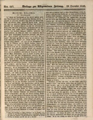 Allgemeine Zeitung. Beilage zur Allgemeinen Zeitung (Allgemeine Zeitung) Freitag 23. Dezember 1842