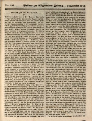 Allgemeine Zeitung. Beilage zur Allgemeinen Zeitung (Allgemeine Zeitung) Samstag 24. Dezember 1842