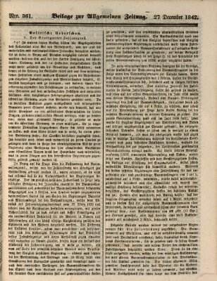 Allgemeine Zeitung. Beilage zur Allgemeinen Zeitung (Allgemeine Zeitung) Dienstag 27. Dezember 1842