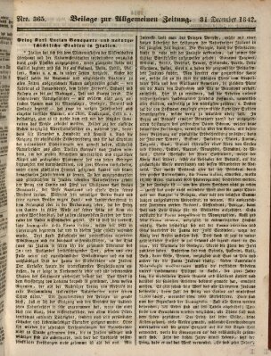 Allgemeine Zeitung. Beilage zur Allgemeinen Zeitung (Allgemeine Zeitung) Samstag 31. Dezember 1842