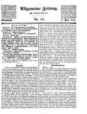 Allgemeine Zeitung Mittwoch 11. Januar 1843