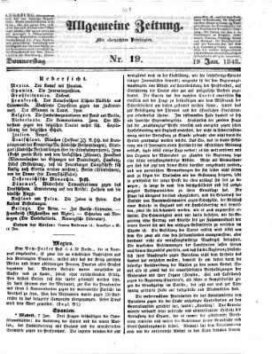 Allgemeine Zeitung Donnerstag 19. Januar 1843