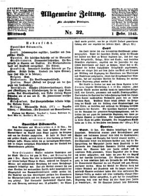 Allgemeine Zeitung Mittwoch 1. Februar 1843