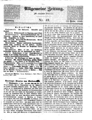 Allgemeine Zeitung Sonntag 12. Februar 1843