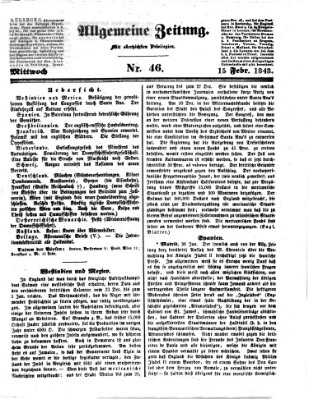 Allgemeine Zeitung Mittwoch 15. Februar 1843