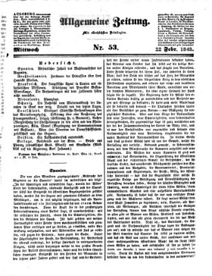 Allgemeine Zeitung Mittwoch 22. Februar 1843