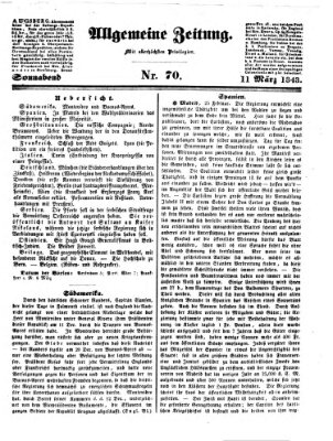 Allgemeine Zeitung Samstag 11. März 1843