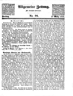 Allgemeine Zeitung Freitag 17. März 1843