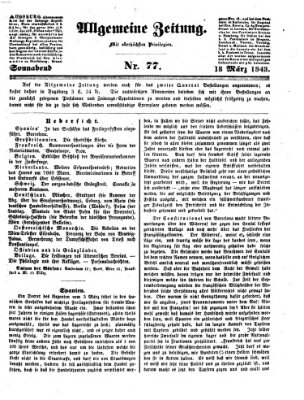 Allgemeine Zeitung Samstag 18. März 1843