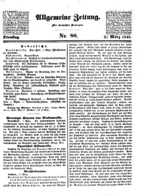 Allgemeine Zeitung Dienstag 21. März 1843