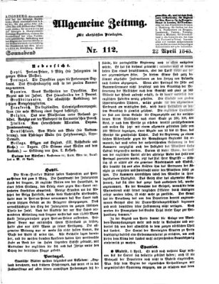 Allgemeine Zeitung Samstag 22. April 1843