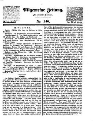 Allgemeine Zeitung Samstag 20. Mai 1843