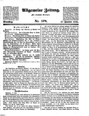 Allgemeine Zeitung Dienstag 27. Juni 1843