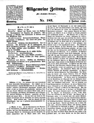 Allgemeine Zeitung Sonntag 2. Juli 1843