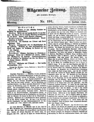 Allgemeine Zeitung Montag 10. Juli 1843