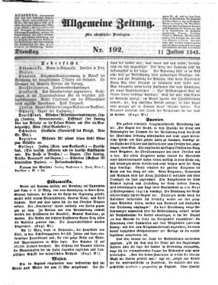 Allgemeine Zeitung Dienstag 11. Juli 1843