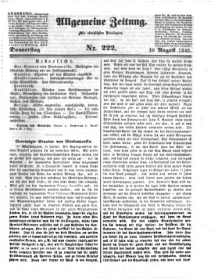 Allgemeine Zeitung Donnerstag 10. August 1843