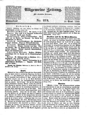 Allgemeine Zeitung Samstag 30. September 1843